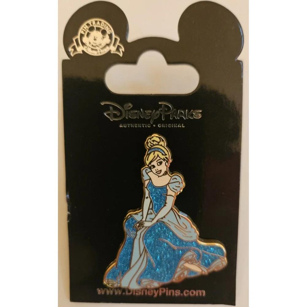 Disney Parks Pin Cinderella Blue Dress Classic Glitter Princess Trading Pin